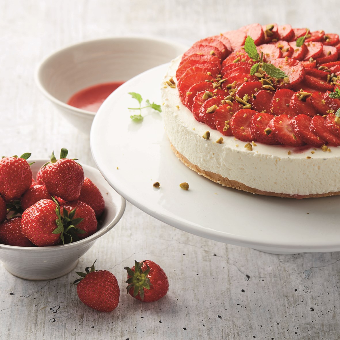Eenvoudige cheesecake met aardbeien